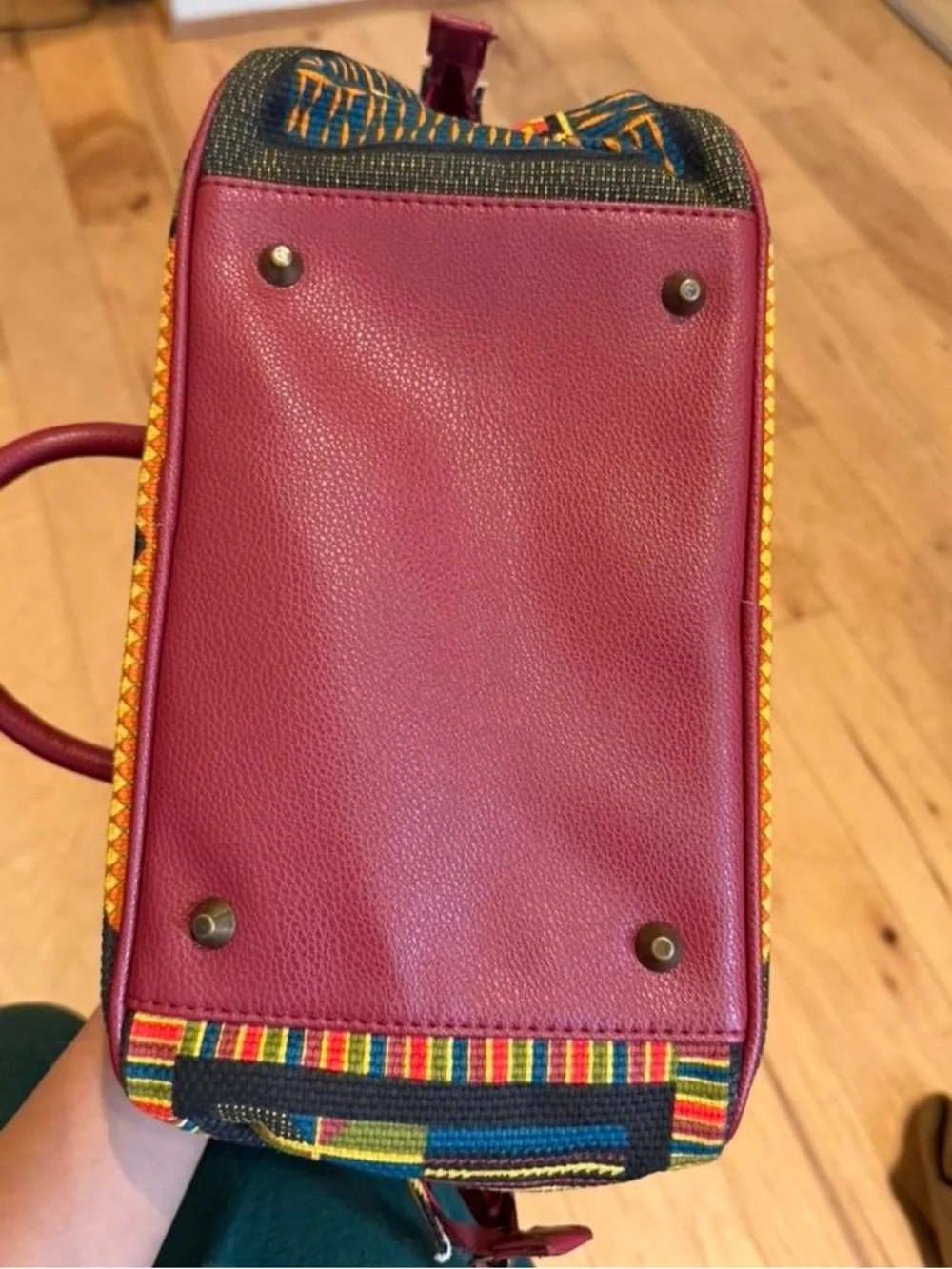 Colorful Woven Stripe Satchel Bag - Multicolor